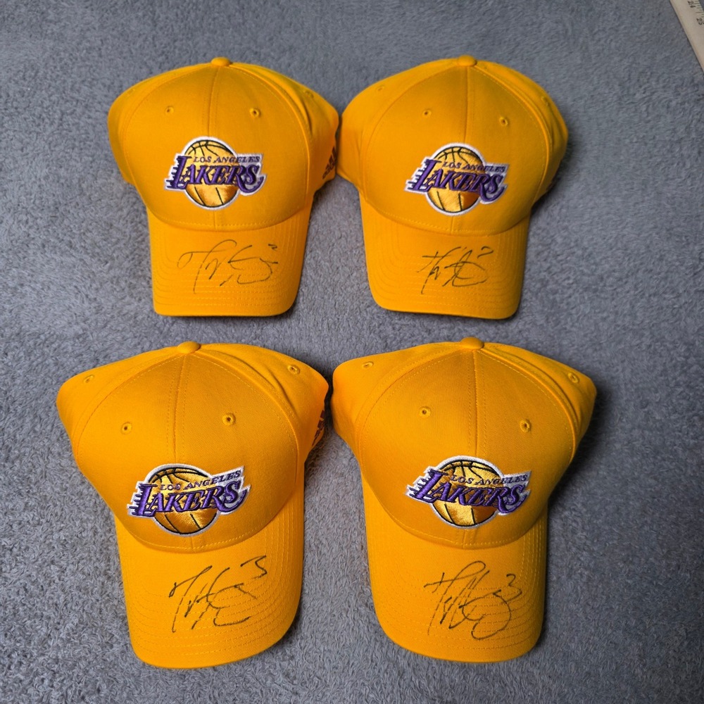 Adidas Mens Los Angeles Lakers Hat Gold Yellow Embroidered NBA Cap ALL SIGNED